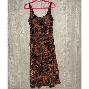 Flaming pearl resort wear festival beach brown & black tank sleeveless dress med